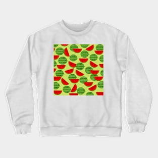 Watermelon Pattern in Green Background Crewneck Sweatshirt